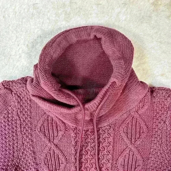 LL BEAN Signature Knit Cotton Funnel Neck Fisherman Sweater Pullover Women Small - Picture 3 of 12